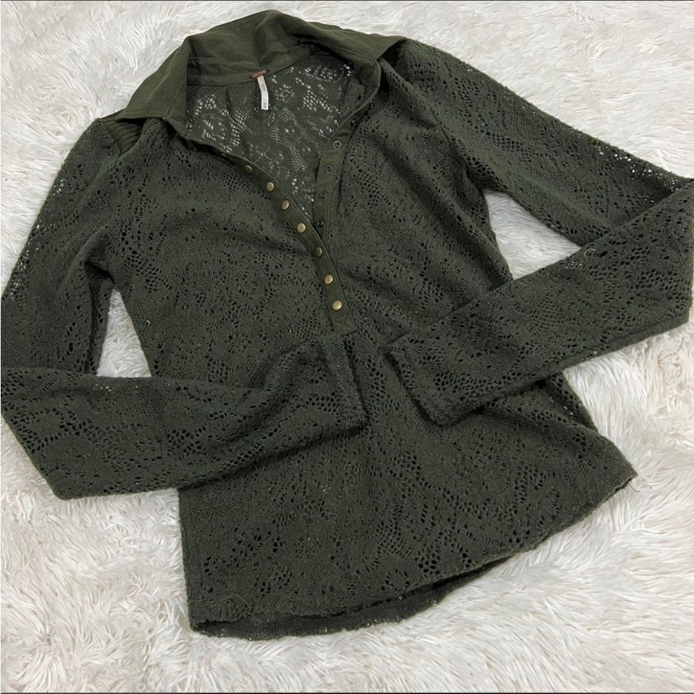 Free people‎ sheer green blouse xs